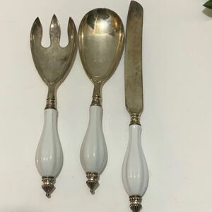 Godinger Art Co. Silver Plated 3 Pc. Hostess Serving Set w/ Porcelain Handle G2